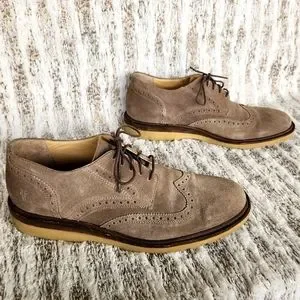 FRYE Sz 12 Jim Tan Gray Suede Wingtip Oxford Shoes FRYE Wheat Oiled Suede JIM WEDGE WINGTIP Oxfords Men main image 3